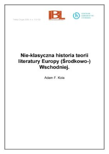 Nie-klasyczna historia teorii literatury Europy (Środkowo-)Wschodniej