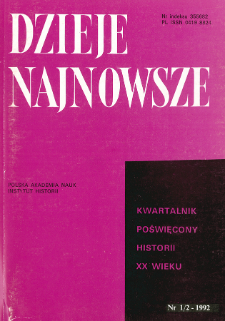 Dzieje Najnowsze : [kwartalnik poświęcony historii XX wieku] R. 24 z. 1-2 (1992), Title pages, Contents
