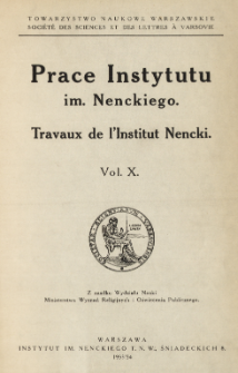 Prace Instytutu im. M. Nenckiego, Vol. 10