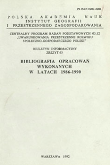 Bibliografia opracowań wykonanych w latach 1986-1990