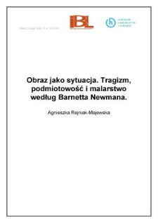 Obraz jako sytuacja. Tragizm, podmiotowość i malarstwo według Barnetta Newmana