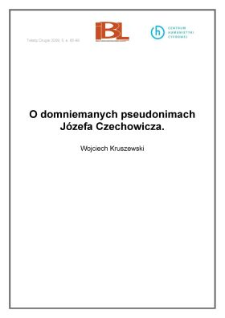 O domniemanych pseudonimach J&oacute;zefa Czechowicza