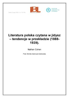 Literatura polska czytana w jidysz - tendencje w przekładzie (1888-1939)
