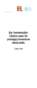 Boy i homoseksualizm. Literatura, prawo i ten przerażający homoerota we własnej osobie
