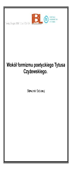 Wokół formizmu poetyckiego Tytusa Czyżewskiego