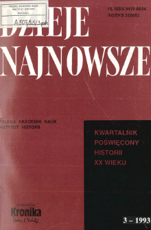 Dzieje Najnowsze : [kwartalnik poświęcony historii XX wieku] R. 25 z. 3 (1993), Om&oacute;wienia