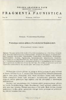 Wolnożyjące nicienie glebowe (Nematoda) G&oacute;r Świętokrzyskich