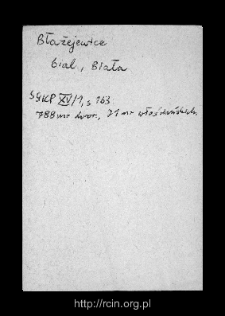 Błażejewice. Files of Biala Rawska district in the Middle Ages. Files of Historico-Geographical Dictionary of Masovia in the Middle Ages