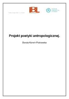 Projekt poetyki antropologicznej