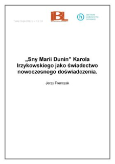 "Sny Marii Dunin" Karola Irzykowskiego jako świadectwo nowoczesnego doświadczenia