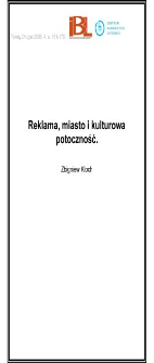 Reklama, miasto i kulturowa potoczność