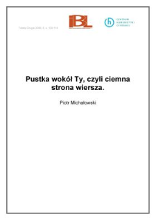 Pustka wok&oacute;ł Ty, czyli ciemna strona wiersza
