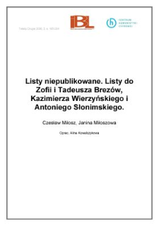 Listy niepublikowane. Listy do Zofii i Tadeusza Brezów, Kaziemirza Wierzyńskiego i Antoniego Słonimskiego