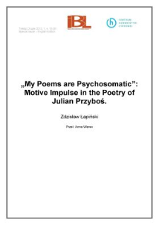 “My Poems are Psychosomatic”: Motive Impulse in the Poetry of Julian Przyboś