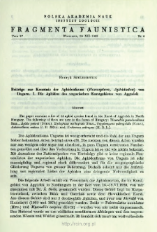 Beitr&auml;ge zur Kenntnis der Aphidenfauna (Homoptera, Aphidodea) von Ungarn. 1, Die Aphiden des ungarischen Karstgebietes von Aggtelk