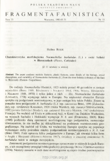 Charakterystyka morfologiczna Noemacheilus barbatulus (L.) z rzeki Solinki w Bieszczadach (Pisces, Cobitidae)
