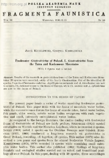 Freshwater Gastrotricha of Poland. 1. Gastrotricha from the Tatra and Karkonosze Mountains