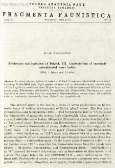 Freshwater Gastrotricha of Poland. 7. Gastrotricha of extremely eutrophicated water bodies