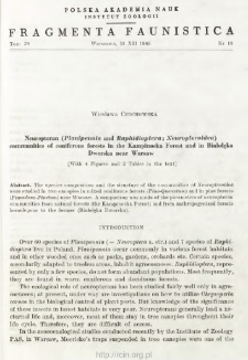 Neuropteran (Planipennia and Raphidioptera; Neuropteroidea) communities of coniferous forests in the Kampinoska Forest and in Białołęka Dworska near Warsaw
