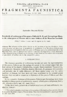 Parasitoids of earthworms of the genera Pollenia R.-D. and Sarcophaga Meig. in the urban green of Warsaw and in some habitats of the Mazovian Lowlands