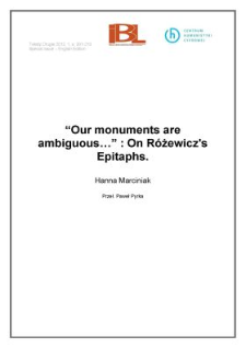 “Our monuments are ambiguous…”: On Różewicz’s Epitaphs