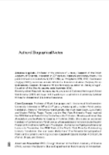 Authors&rsquo; Biographical Notes