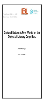 Cultural Nature: A Few Words on the Object of Literary Cognition