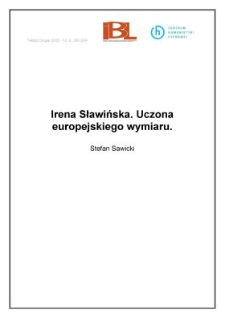 Irena Sławińska. Uczona europejskiego wymiaru