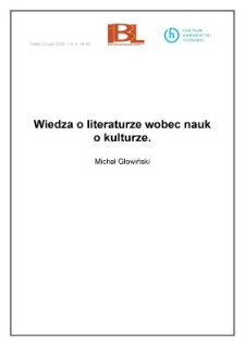 Wiedza o literaturze wobec nauk o kulturze