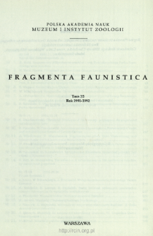 Fragmenta Faunistica - Strony tytułowe, spis treści - t. 35, nr. 1-24 (1991-1992)