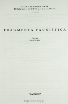 Fragmenta Faunistica - Strony tytułowe, spis treści - t. 36, nr. 1-25 (1993-1994)