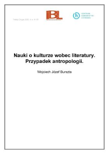 Nauki o&nbsp;kulturze wobec literatury. Przypadek antropologii