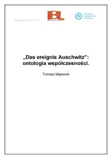 "Das ereignis Auschwitz": ontologia wsp&oacute;łczesności
