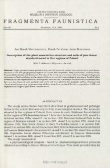 Description of the plant association structure and soils of pine forest stands situated in five regions of Poland