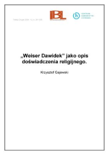 "Weiser Dawidek" jako opis doświadczenia religijnego