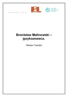 Bronisław Malinowski - językoznawca