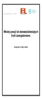 Młodej poezji lat dziewięćdziesiątych liryki zaangażowane