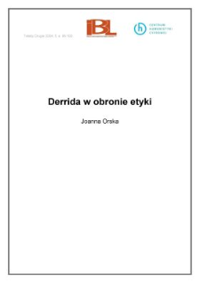 Derrida w obronie etyki