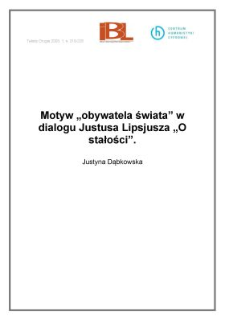 Motyw " obywatela świata" w dialogu Justusa Lipsjusza " O stałości "
