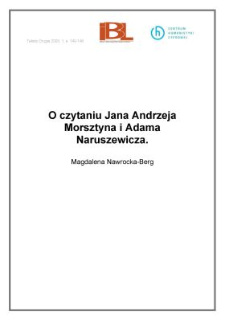 O czytaniu Jana Andrzeja Morsztyna i Adama Naruszewicza