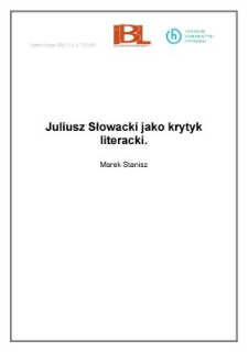Juliusz Słowacki jako krytyk literacki