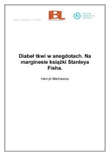 Diabeł tkwi w anegdotach. Na marginesie książki Stanleya Fisha