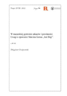 W mazurskiej gęstwinie zakaz&oacute;w i powinności. Uwagi o opowieści Marcina Gerssa "Jest B&oacute;g!"