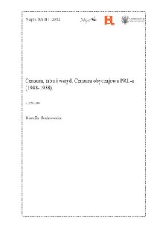 Cenzura, tabu i wstyd. Cenzura obyczajowaw PRL-u (1948-1958)