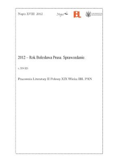 2012 - Rok Bolesława Prusa. Sprawozdanie