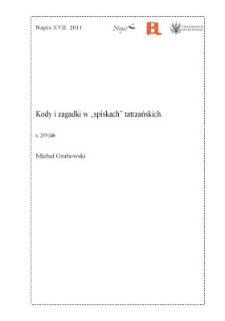 Kody i zagadki w &bdquo;spiskach&rdquo; tatrzańskich