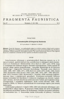 Prostoskrzydłe (Orthoptera) Roztocza