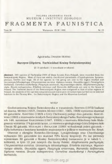 Rączyce (Diptera, Tachinidae) Krainy Świętokrzyskiej