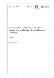 Między "sacrum" a "profanum". Rozważania o dialogach zmarłych Lukiana z Samosat i Ignacego Krasickiego