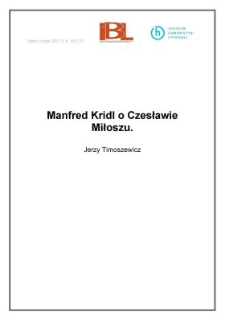 Manfred Kridl o Czesławie Miłoszu